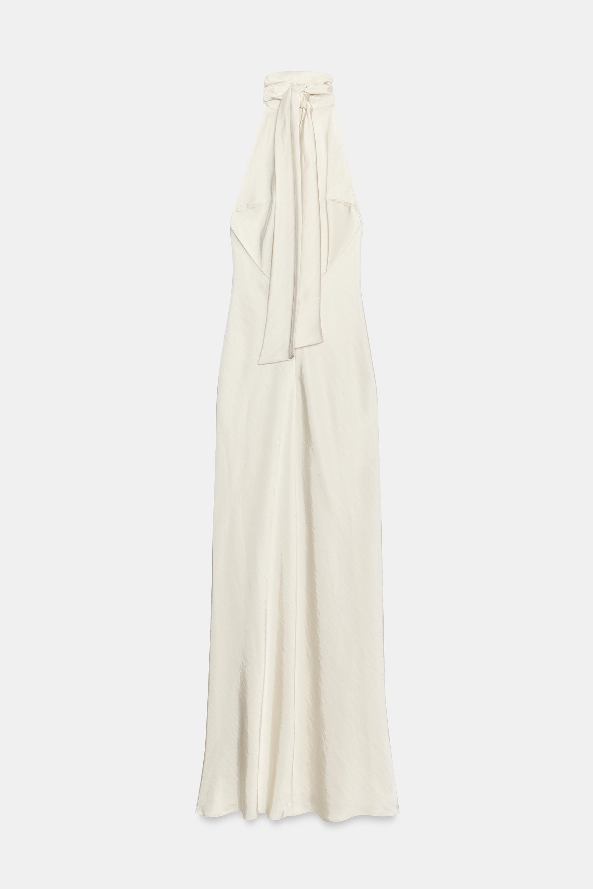 SATIN TIE-DETAIL MAXI DRESS
